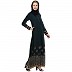 A-line abaya with Block prints- Bottle Green